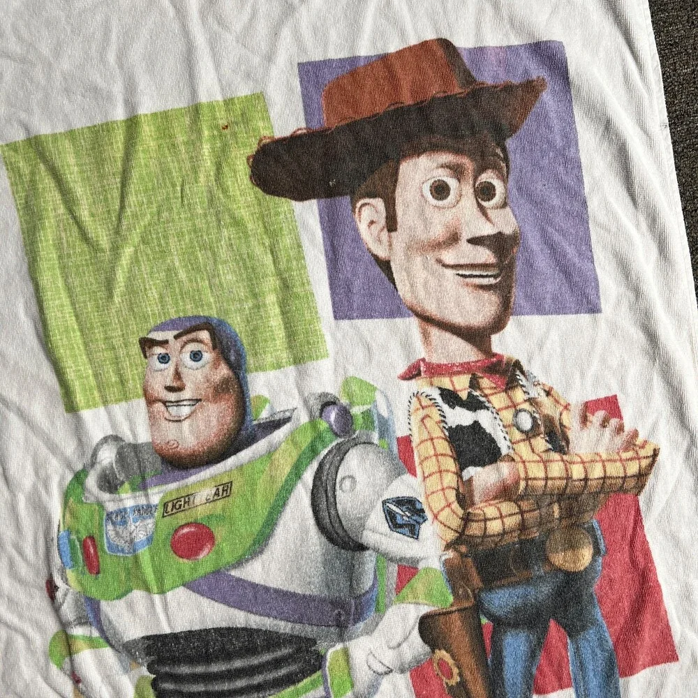 Vintage Disney Pixar Toy Story Beach Towel White Cartoon Anime AOP Buzz Tapestry